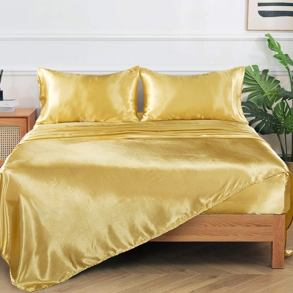 Remembrance Satin 4 piece Bed Sheet Set