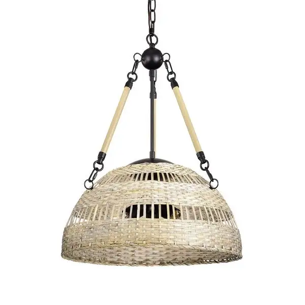 Black Steel and Antique Silver Bamboo 3-Light Bowl Chandelier Shopping - The Best Deals on Chandeliers