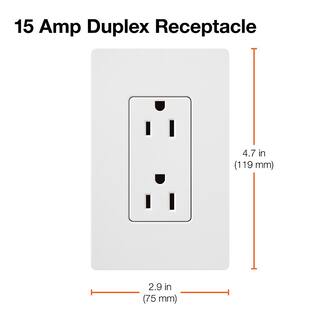 Lutron Claro 15-Amp Tamper-Resistant Duplex Receptacle Architectural White (SCRS-15-TR-RW) SCRS-15-TR-RW