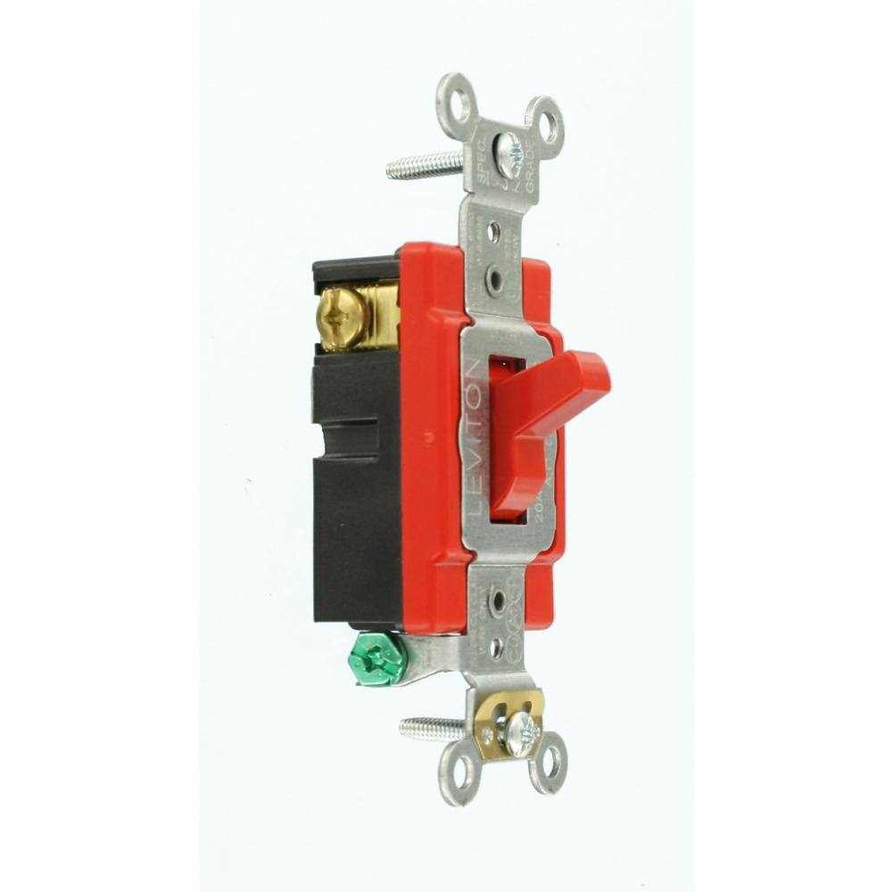 Leviton 20 Amp Industrial Grade Heavy Duty 3-Way Toggle Switch Red 1223-2R