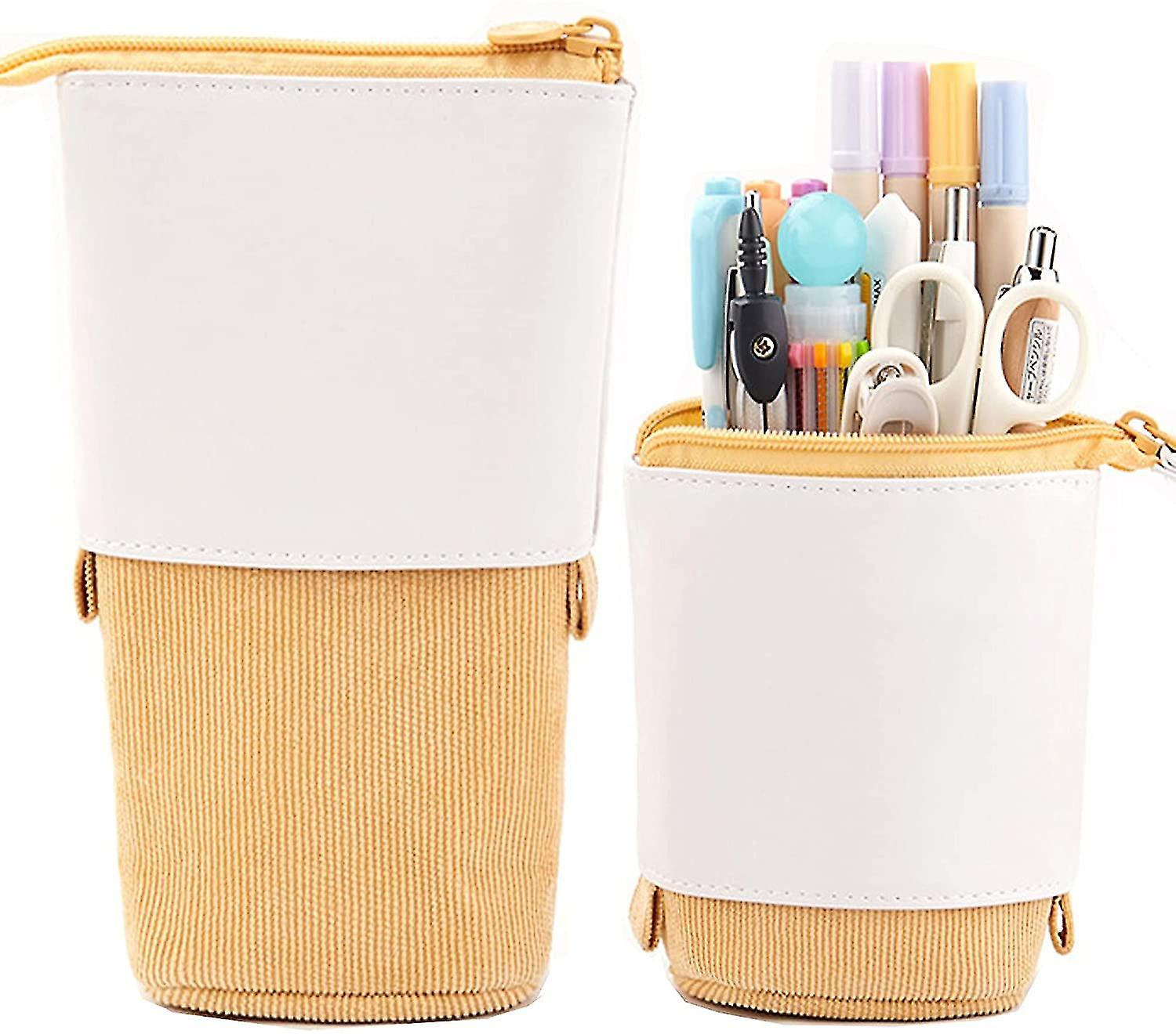 Pop-up Pencil Case Telescopic Holder Stationery Case (Yellow)