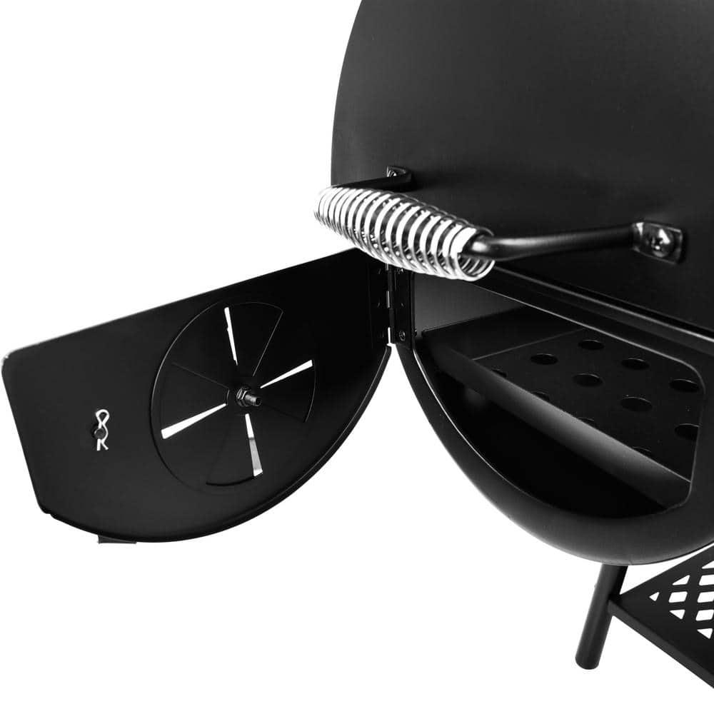 Royal Gourmet Charcoal Grill in Black with Offset Smoker with High HeatResistant BBQ Gloves