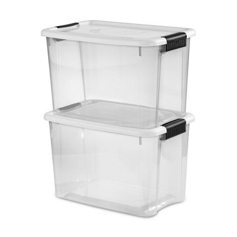 Sterilite 30 Qt. Ultra-Latch Storage Box with White Lid and Clear Base (12-Pack) 12 x 19859806