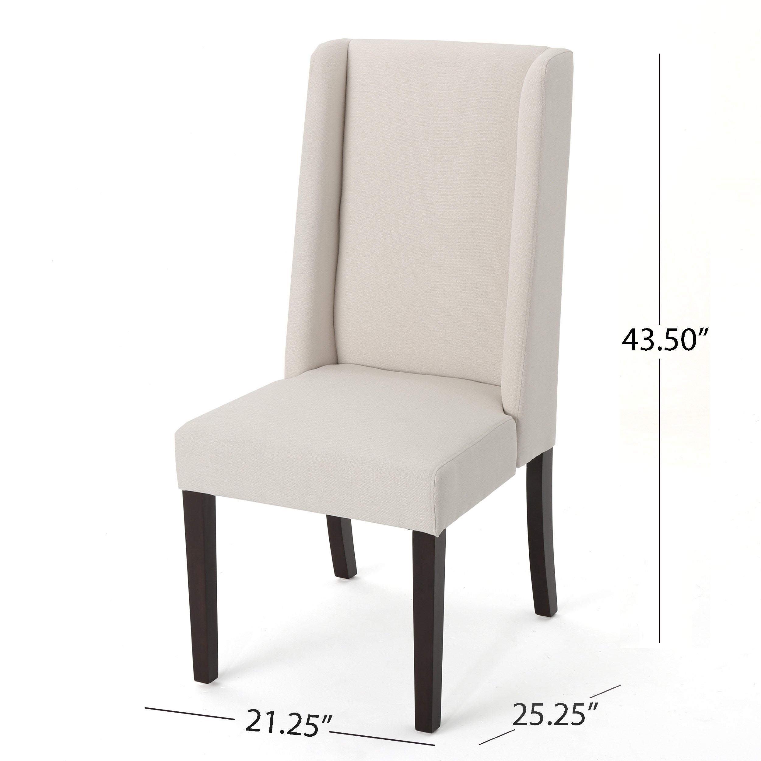 GDF Studio Cline Indoor Contemporary Fabric Wingback Dining Chair (Set of 2)， Ivory and Brown