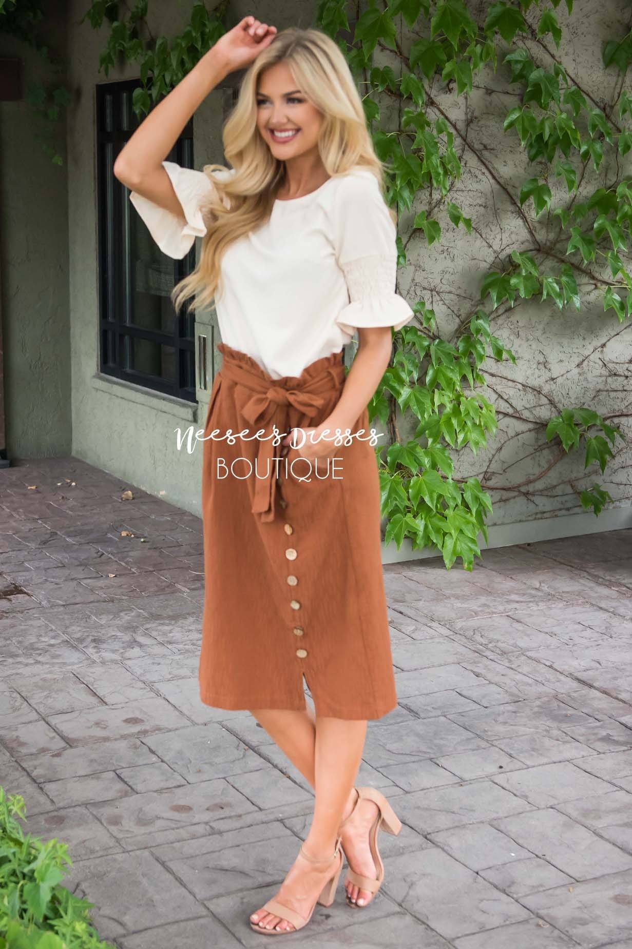 Lets Meet For Brunch Button Skirt