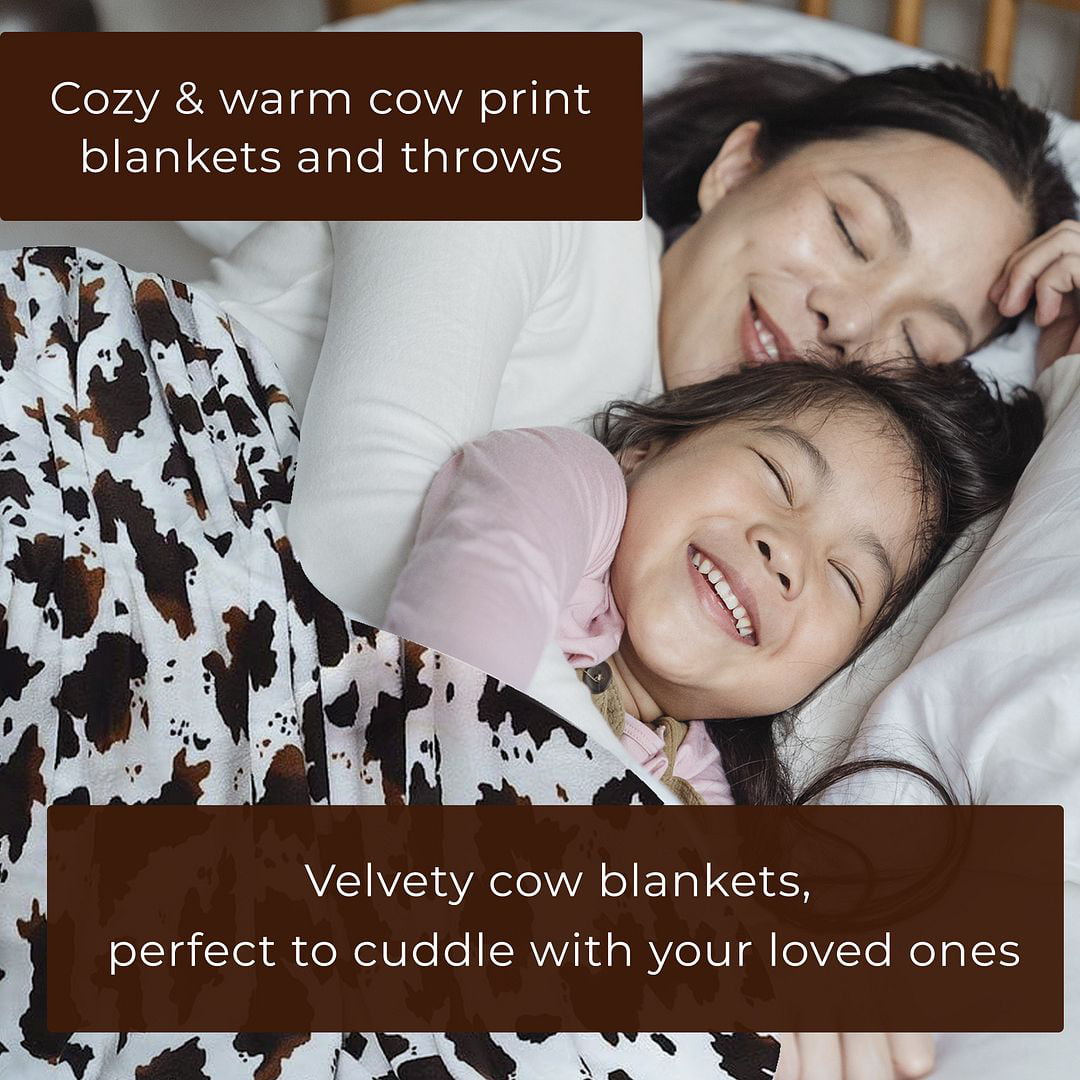 Shop LC Homesmart Brown Cow Print Throw Blanket Warm and Cozy Coral Fleece Animal Print