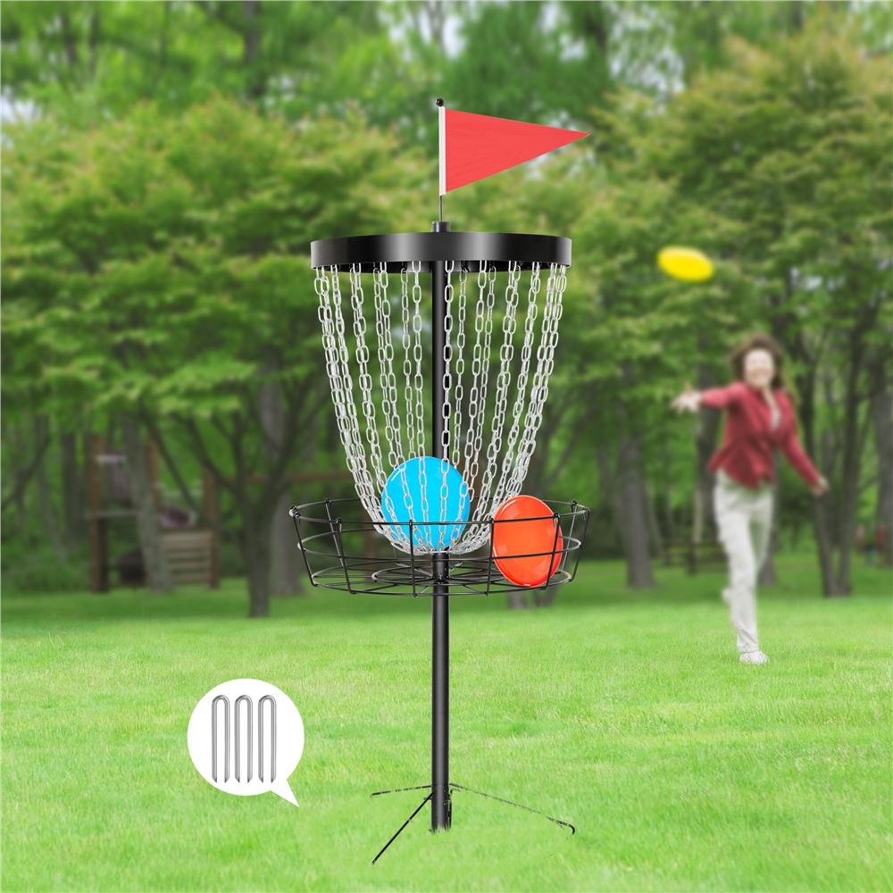 SmileMart 24-Chain Disc Golf Goal for Target Practice with Carrying Bag and 3 Discs， Black