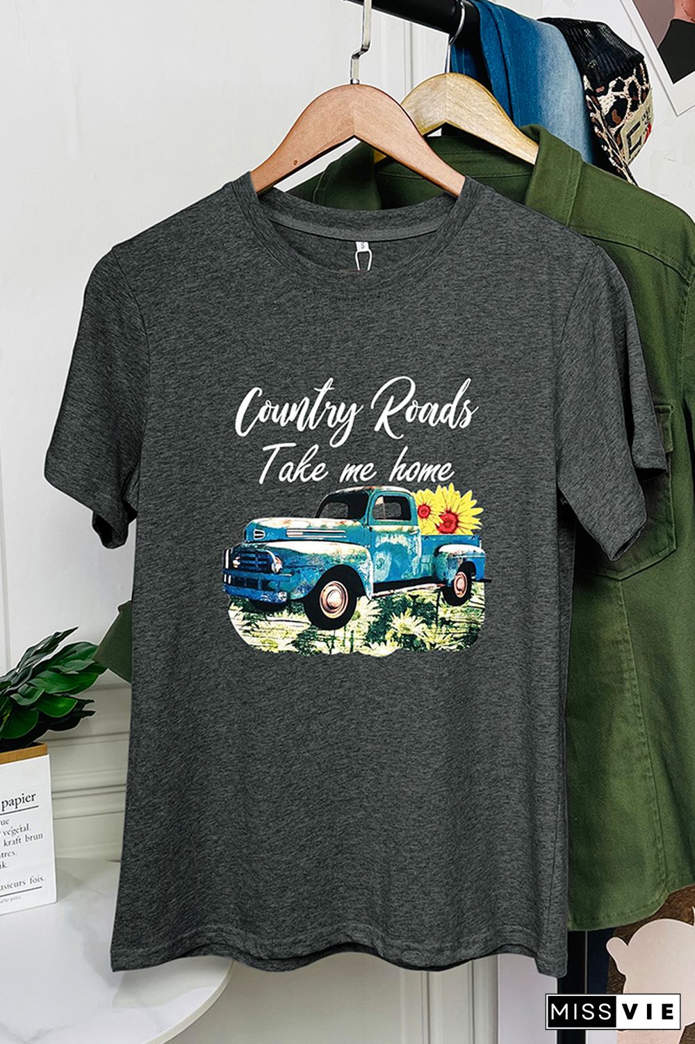 Country Road Take Me Home Print Short Sleeve Graphic Tee Wholesale