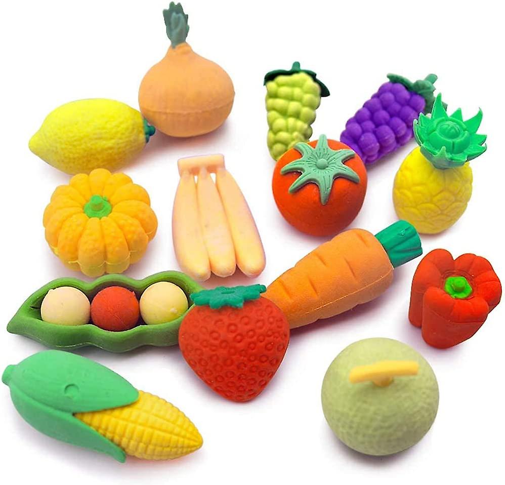 10pcs Puzzle Erasers Correction Classroom Prizes Vegetables Miniature Removable Novelty Erasers Colorful Mini Fruits