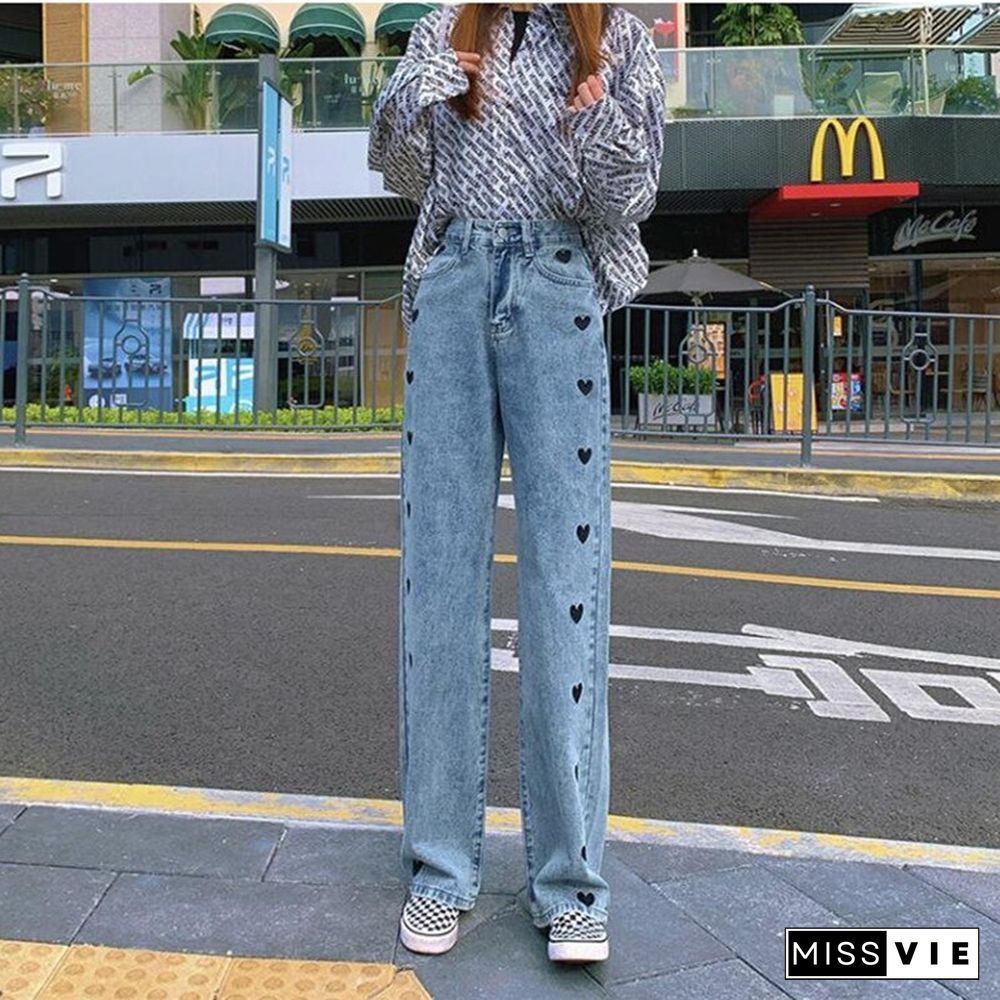 Woman Jeans High Waist Clothes Wide Leg Denim Clothing Blue Streetwear Vintage Quality Fashion Harajuku Straight Pants