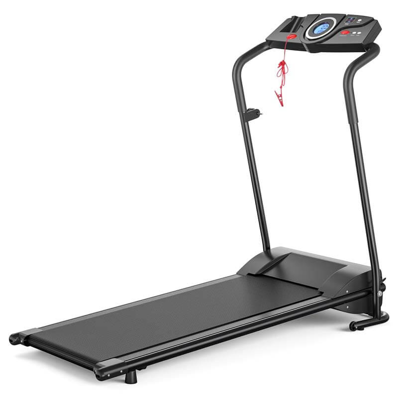 Folding Treadmill, 1HP Electric Motorized Portable Running Walking Machine for Home Office with LCD Monitor & Cup Holder