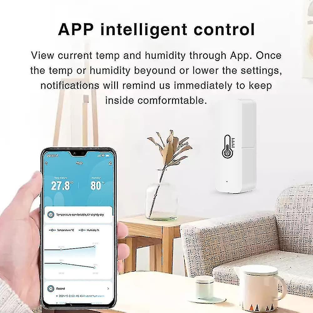 Wifi Hygrometer Thermometer Sensor，smart Temperature Humidity With Remote App Notification Alert For