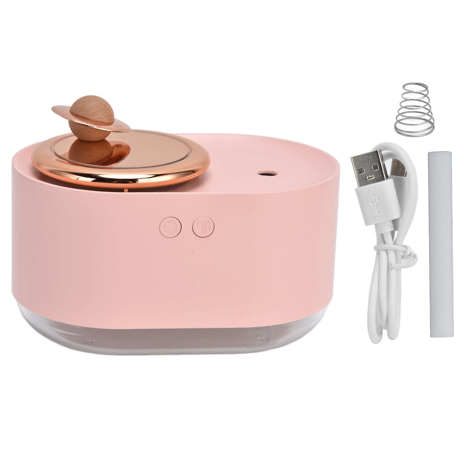 2 in 1 Rotating Planet Humidifier USB Charging Cordless Mute Spray Humidification for Home 1200MAHPink