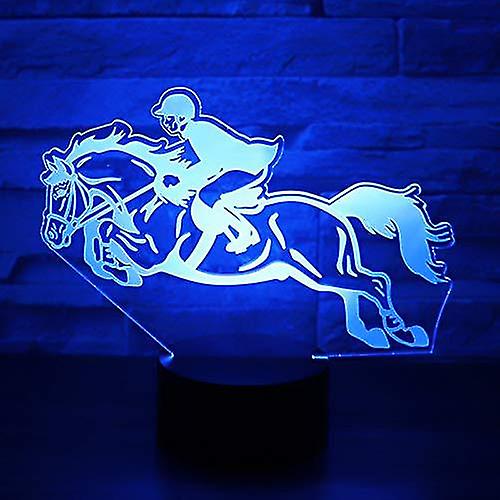 Horse Racing 3d Led Night Light 7 Colors Changing Lamp Usb Visual Table Lamp Creative Christmas Birthday Gifts Home Office Decorations Lamp