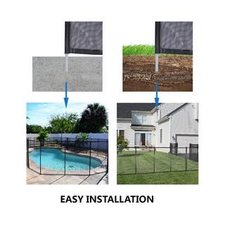 Afoxsos 12 ft. L x 4 ft. H Black Outdoor Pool Fence with Section Kit Removable Mesh Barrier for Pools Garden and Patio HDMX1142