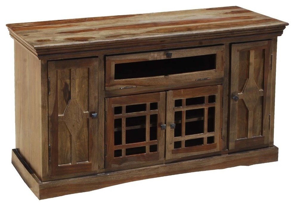 Santa Fe Rustic 60 Inch Solid Wood TV Stand Console Cabinet   Transitional   Entertainment Centers And Tv Stands   by Sierra Living Concepts Inc  Houzz