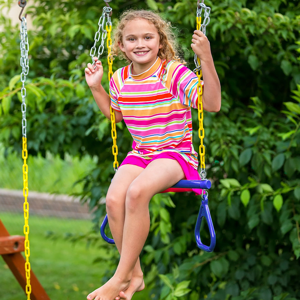 Lixada Trapeze Swing Bar and Rings Heavy Duty Playground Swing Set with 47'' Coated Chains and Carabiners