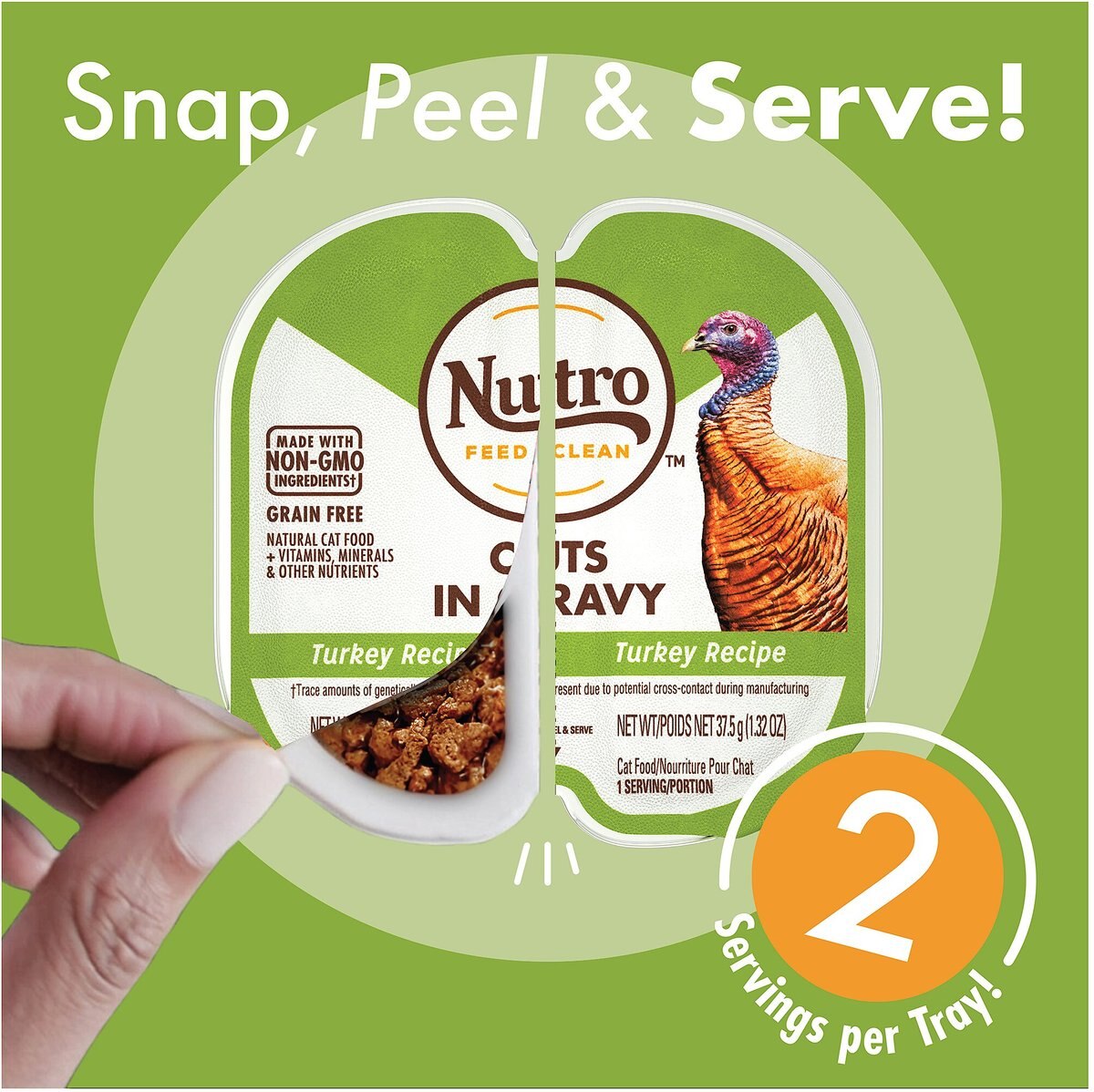 Nutro Perfect Portions Grain-Free Multi-Pack Real Turkey and Real Chicken Cuts in Gravy Recipe Cat Food Trays