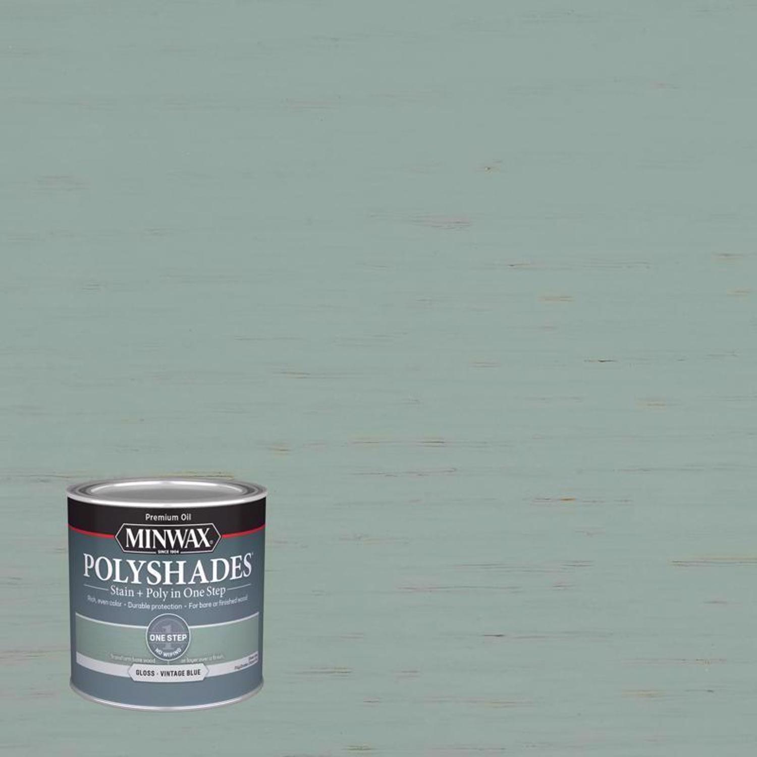 Minwax PolyShades Semi-Transparent Gloss Vintage Blue Stain/Polyurethane Finish 0.5 pt