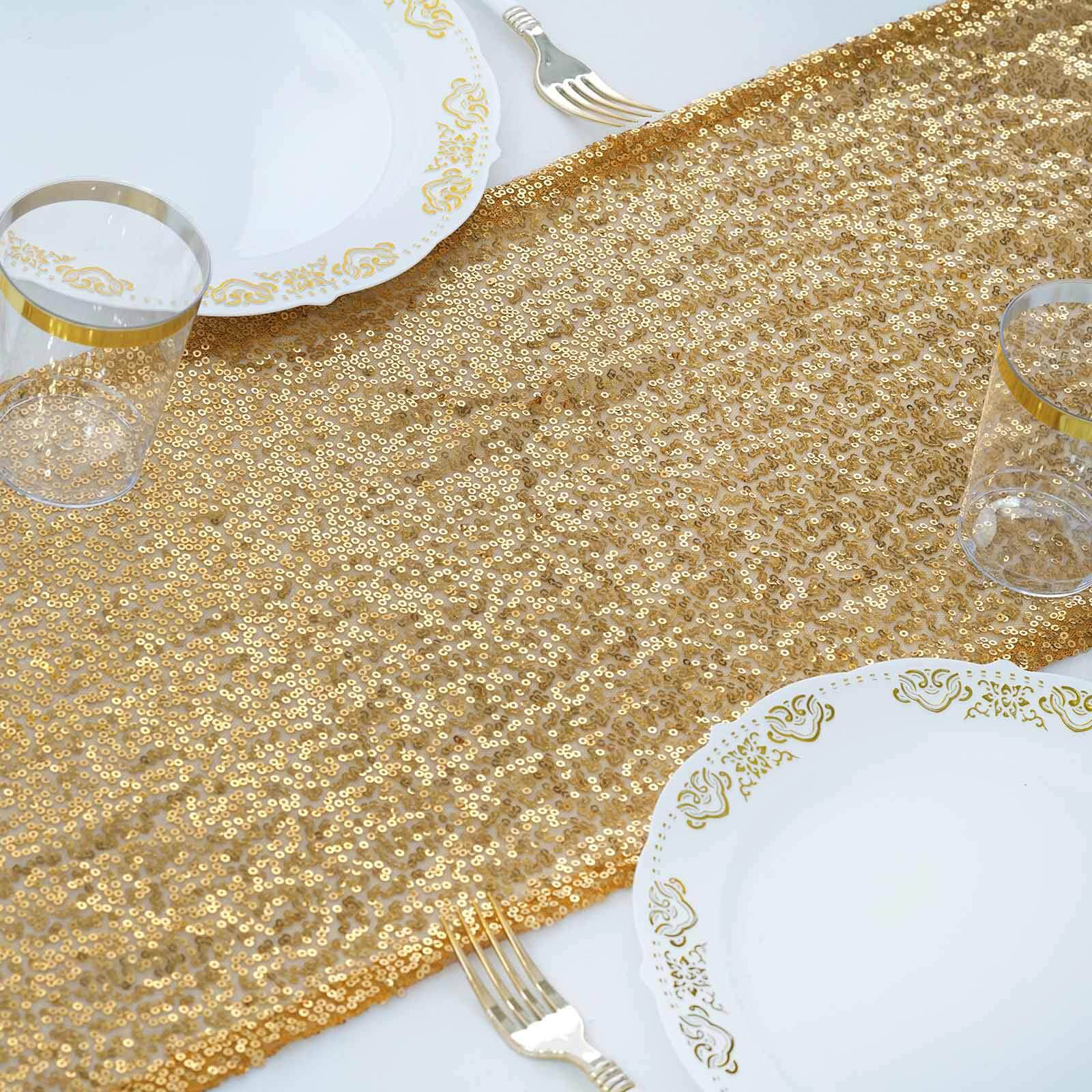 Gold Premium Sequin Table Runner 12