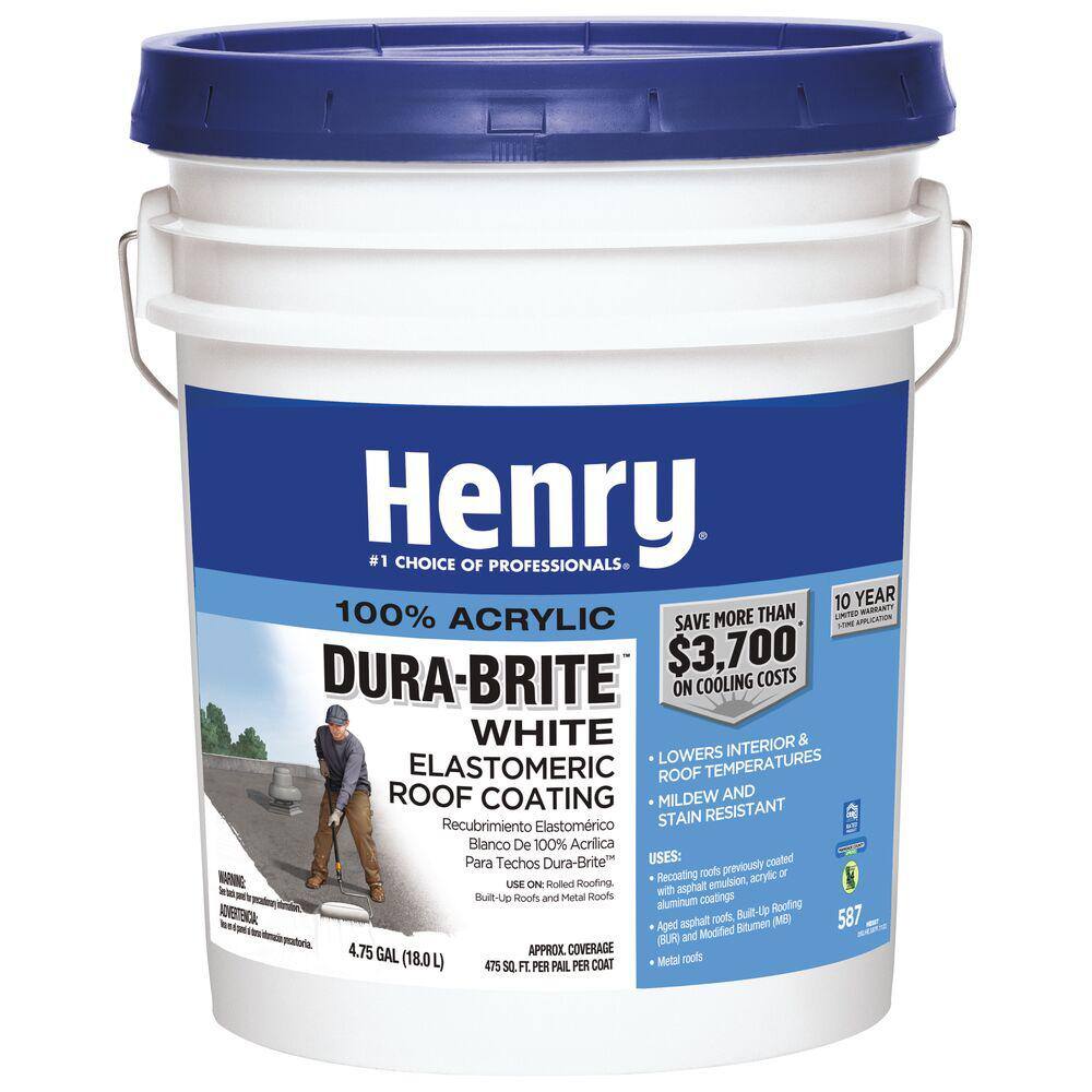 Henry 587 Dura-Brite 100% Acrylic White Elastomeric Roof Coating 4.75 gal. HE587871