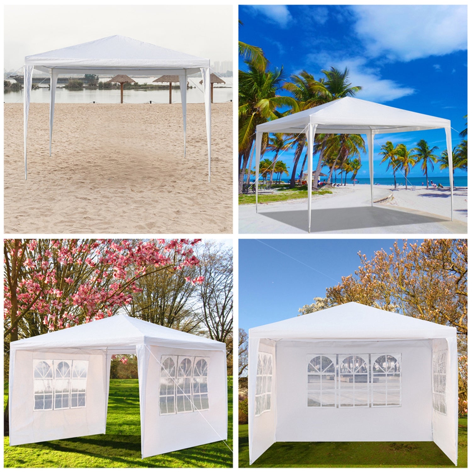 Outdoor Canopy Gazebo, MOJTBE Wedding Event Canopies Tent, Garden Awning BBQ Shelter Pergola for Backyard Camping Grill, 10x10FT, White, MOJ1003