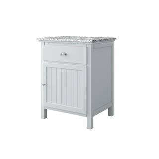 Home Decorators Collection Ridgemore 28 in. W x 22 in. D x 35 in. H Vanity in White with Granite Vanity Top in Grey with White Sink MD-V1762