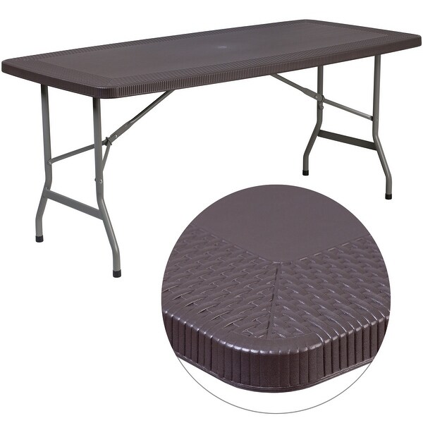 5.62Foot Rattan IndoorOutdoor Plastic Folding Table