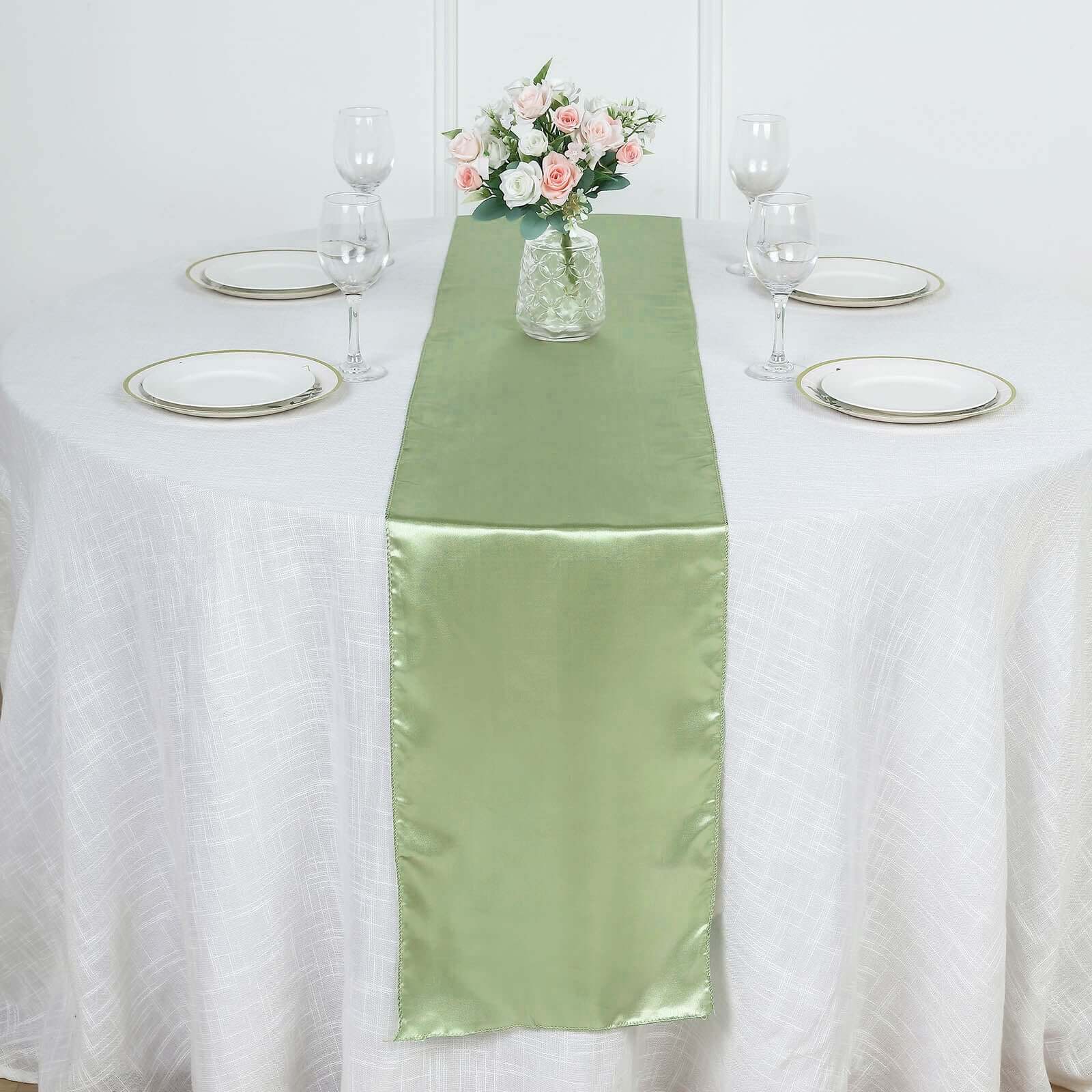 Sage Green Satin Table Runner 12