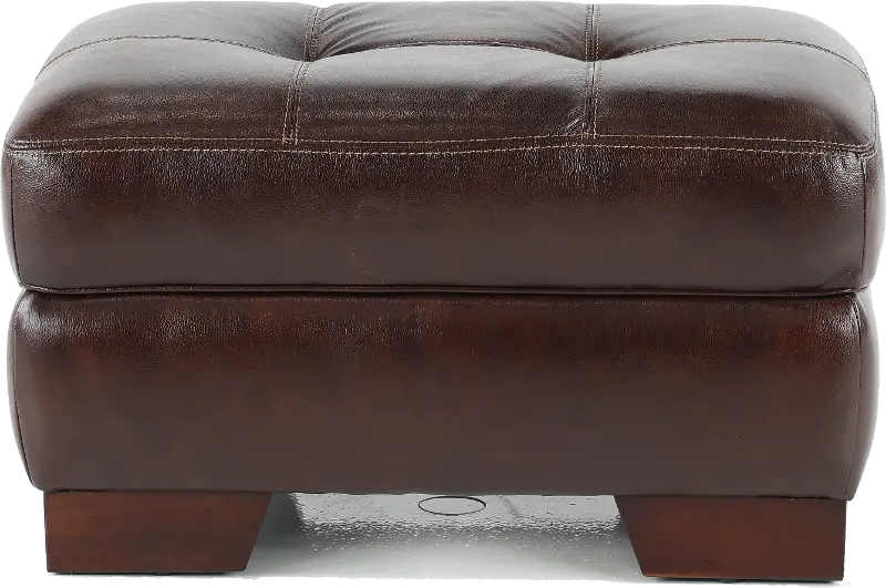 Amarillo Walnut Brown Leather Ottoman