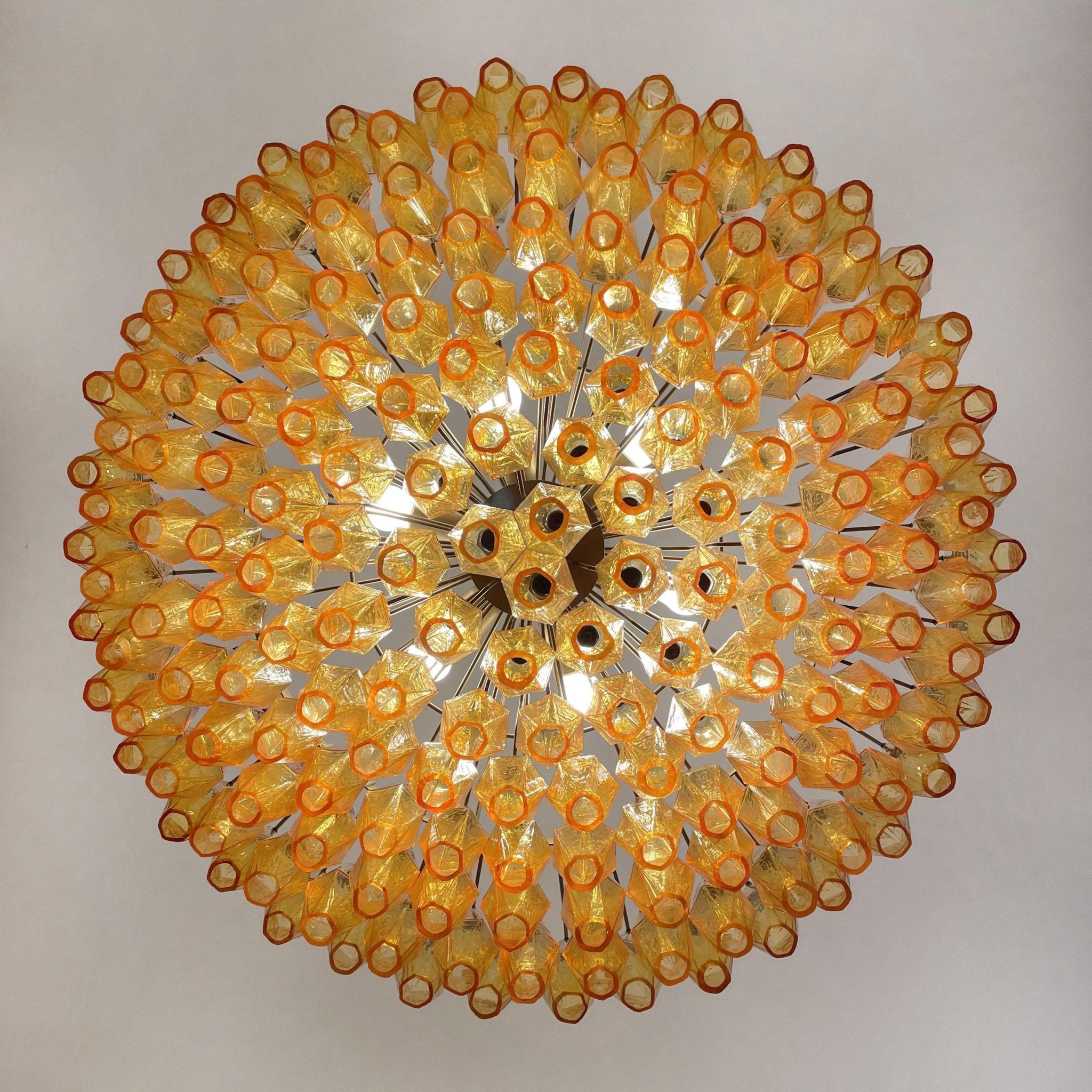 Murano Rhombus Amber Glass Chandelier