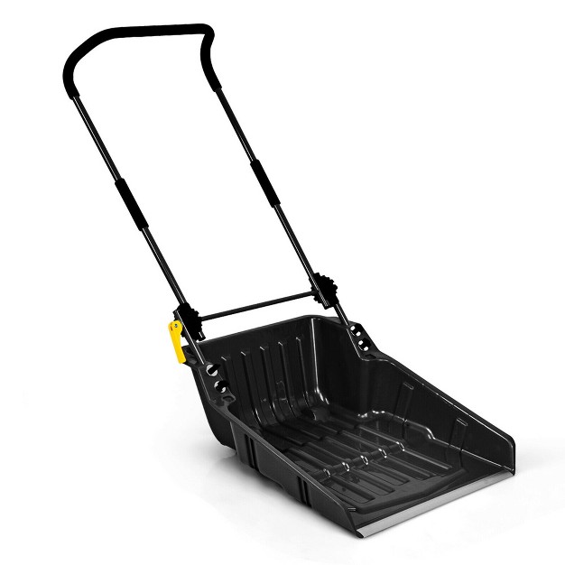 Costway 24 x27 x27 Folding Poly Snow Shovel Snow Pusher W wheels U shape Handle