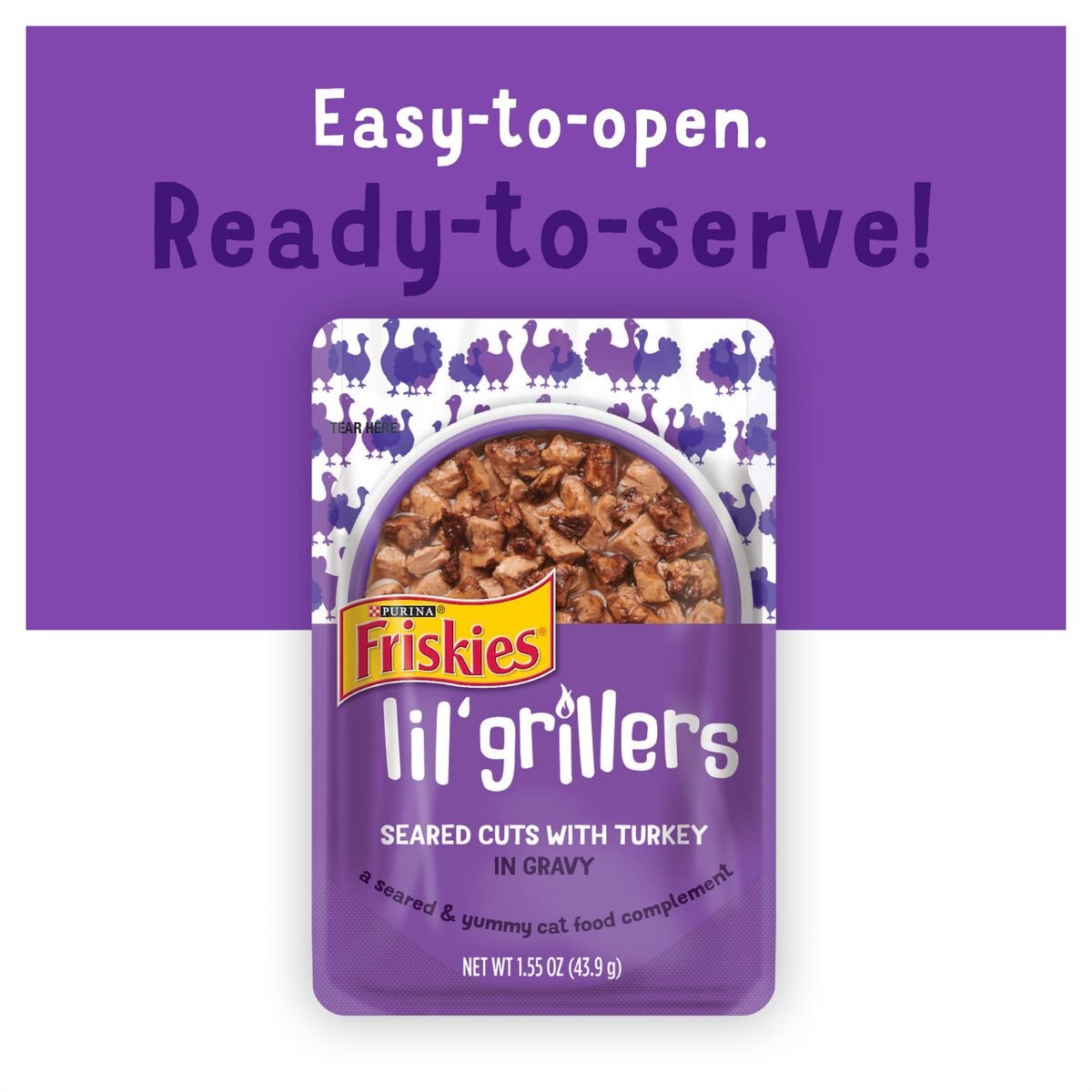 Friskies Lil' Grillers Seared Cuts With Turkey In Gravy Wet Cat Food， 1.55-oz pouches， case of 16