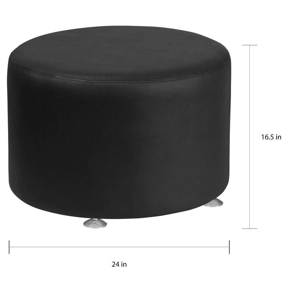 LeatherSoft 24 inch Round Ottoman