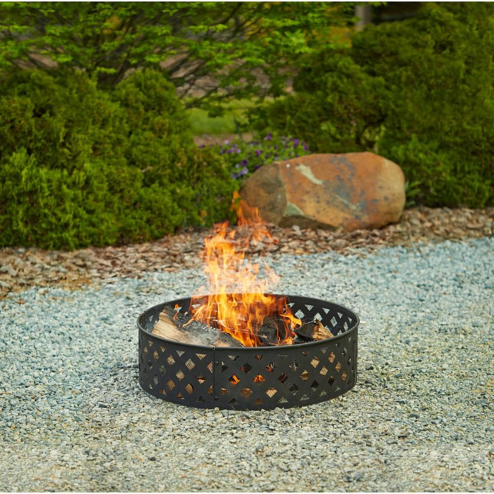 Hampton Bay 30 in. Steel Fire Ring with Lattice Pattern in Black OFW279FR