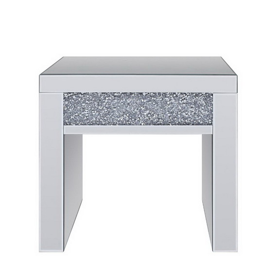 Acme 81477 Noralie End Table  Mirrored   Faux Diam...