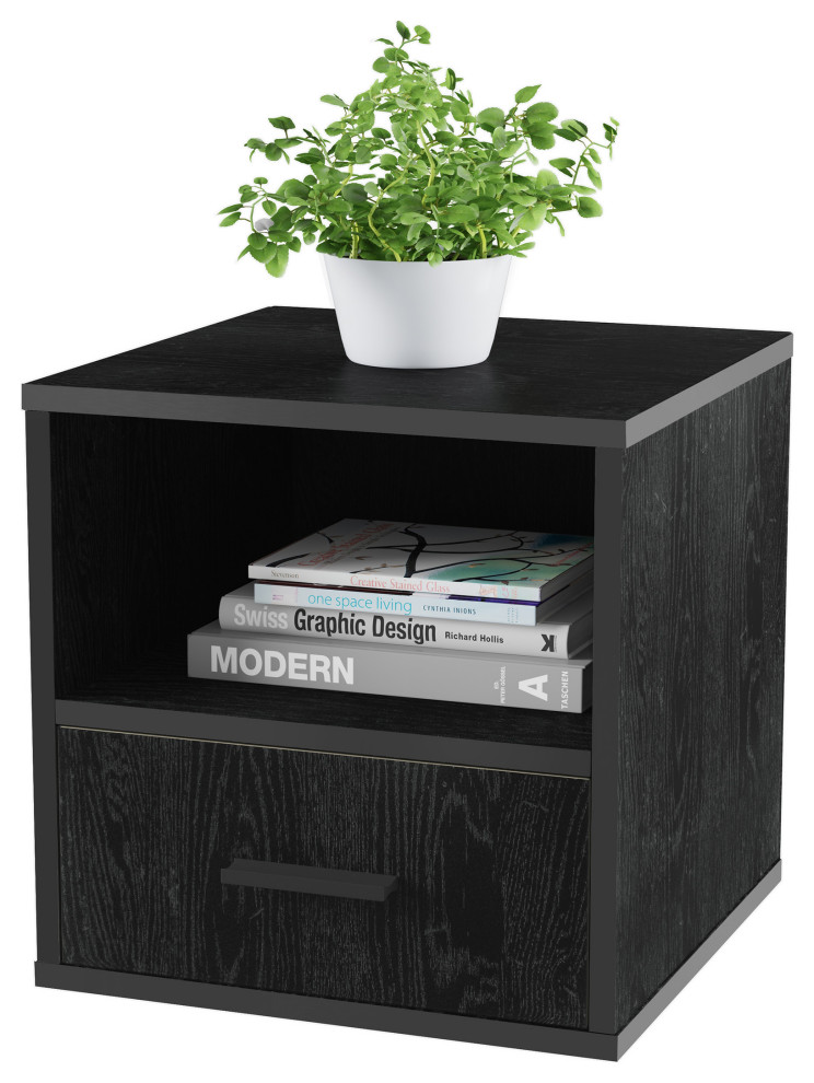 Stackable Cube End Table Contemporary Minimalist Modular Accent With Drawer   Transitional   Side Tables And End Tables   by Trademark Global  Houzz