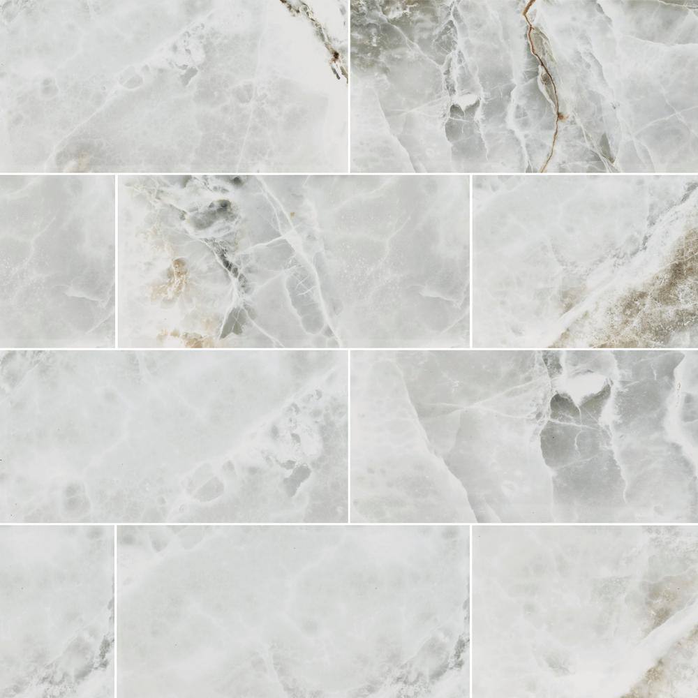 MSI Hornbill Gray 16 in. x 32in. Polished Porcelain Stone Look Floor and Wall Tile (14.2 sq. ft.Case) NHDHOR1632C