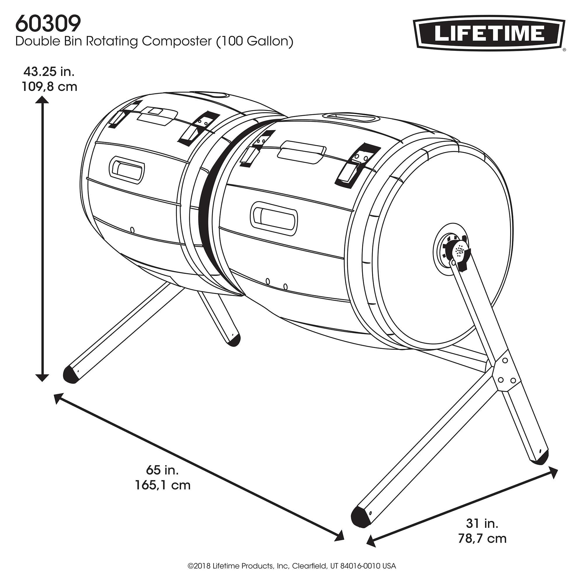 Lifetime Double Bin Rotating Composter (100 gallon)