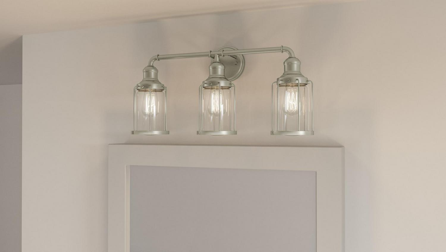 Ashley Harbour Rhett 3-Light Brushed Nickel Bath Light