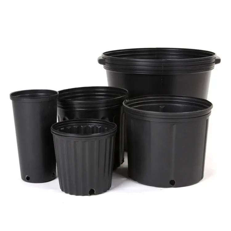 Black gallon flowerpot injection molded with thick black bucket plastic flowerpot large gardening supplies