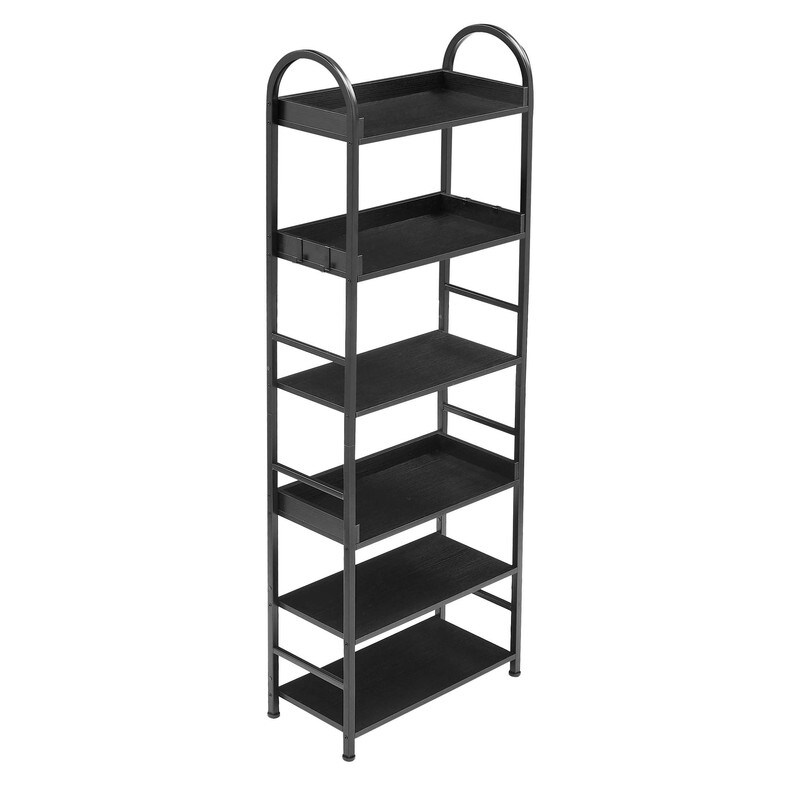 70.8 Inch Tall Bookshelf  6 tier Shelves with Round Top Frame