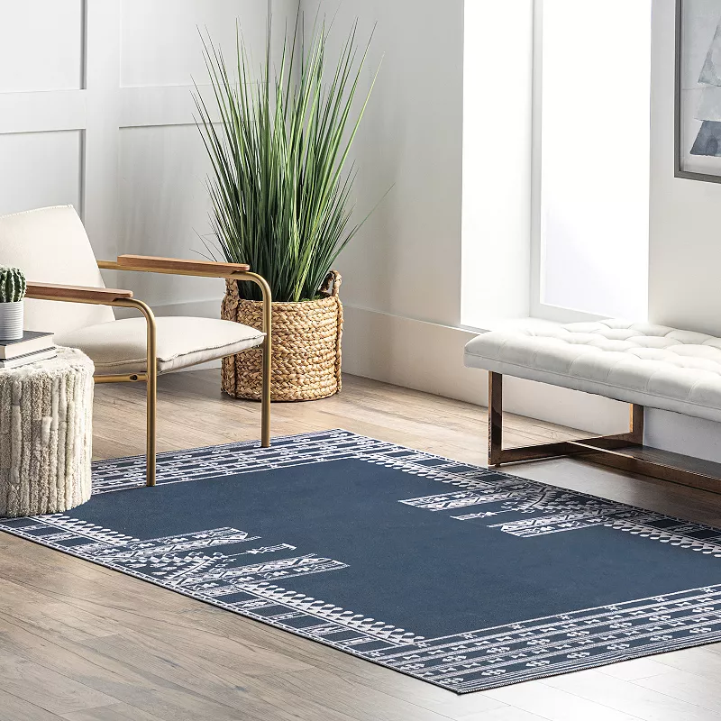 nuLOOM Joelle Machine Washable Tribal Geometric Border Area Rug