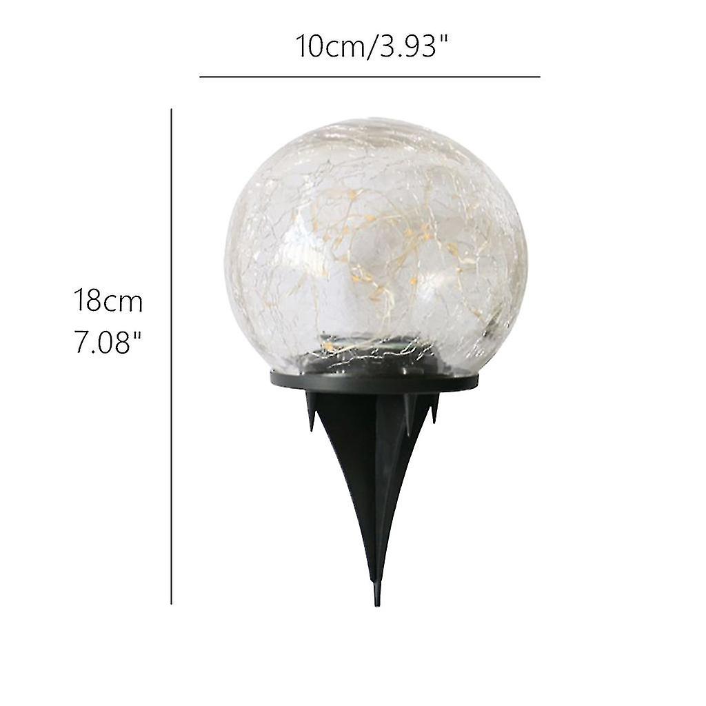 Solar Led Glass Ball Garden Lawn Lamp Crackle Led Light Waterproof Garden Decor