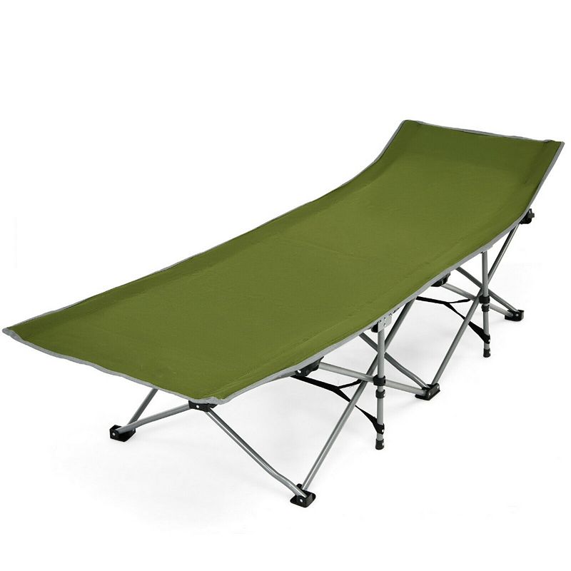 Folding Camping Cot with Side Storage Pocket Detachable Headrest