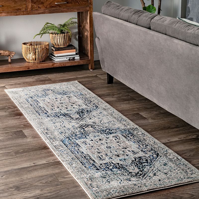 nuLOOM Harriet Distressed Medallion Area Rug or Runner