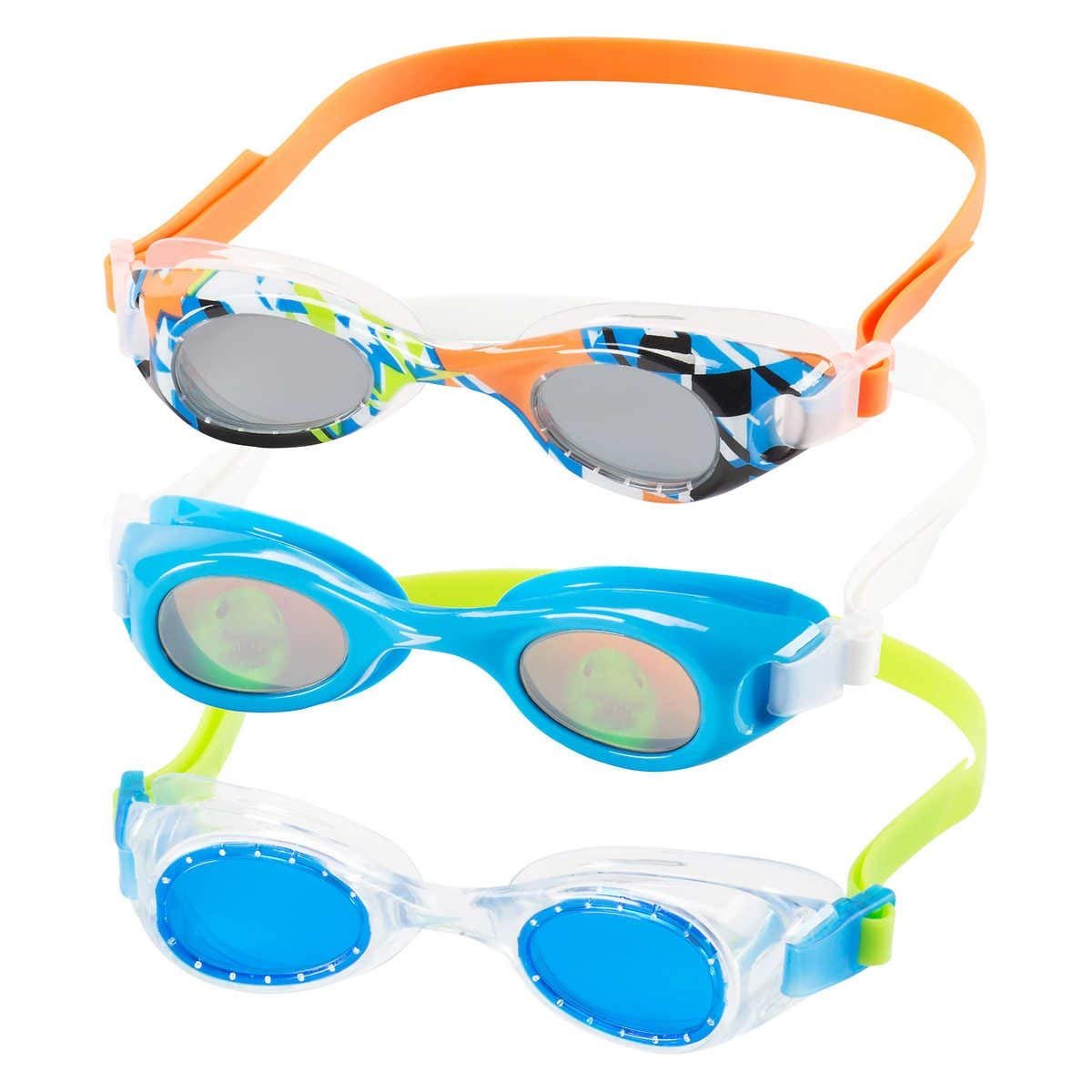 Speedo Kids Swim Goggles Triple Goggle Pack ~ Fun Prints (Green)