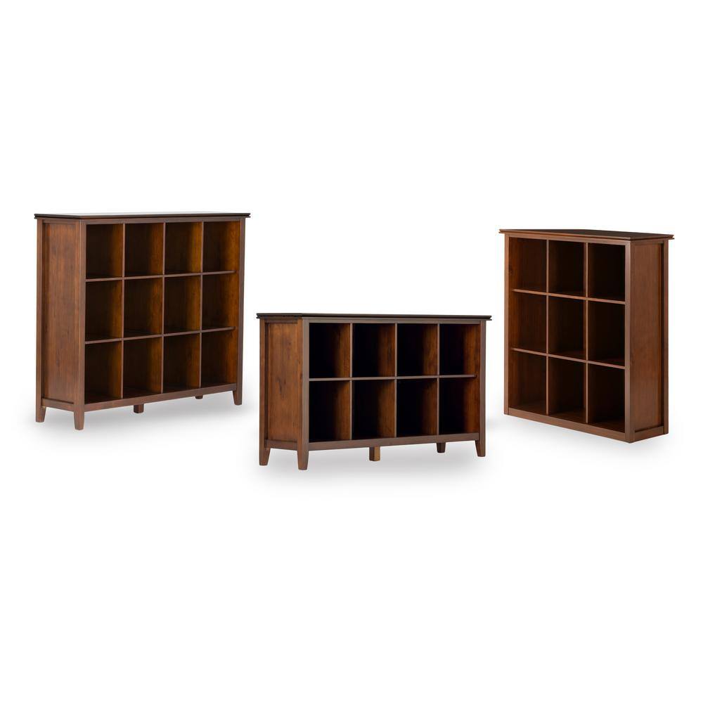 Simpli Home Artisan Solid Wood 45 in. x 43 in. Transitional 9 Cube Bookcase and Storage Unit in Russet Brown AXCRART21-RUS