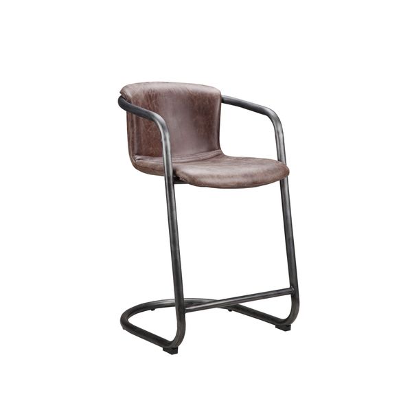 Aurelle Home Rustic Vintage Brown Leather Counter Stool (Set of 2)