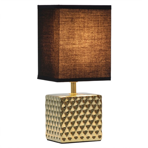 Tall Petite Hammered Square Bedside Table Desk Lamp With White Fabric Shade Simple Design